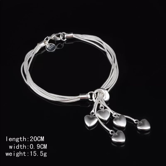 925 STERLING SILVER HEART BRACELET, NICE BRACELET, CUTE BRACELET - Picture 2 of 5